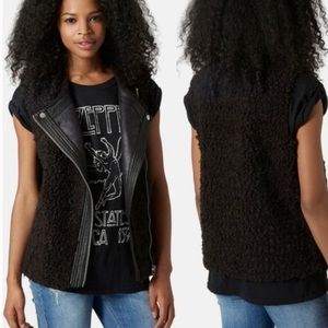 TOPSHOP Faux Fur Moto Gilet Vest